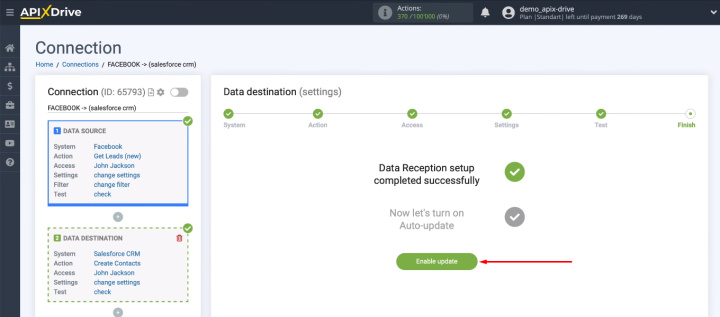Facebook and Salesforce integration | Enable auto-update
