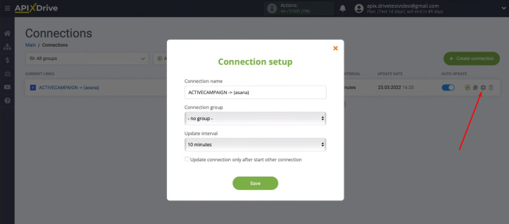ActiveCampaign and Asana integration | Connection settings