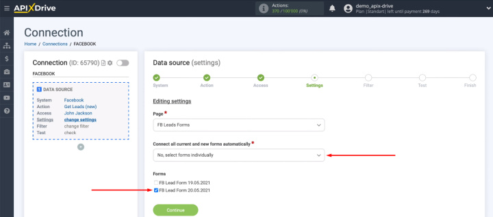 Facebook and Pipedrive integration | Select forms individually