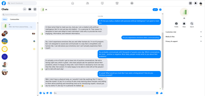 Chat with Pi on Facebook Messenger