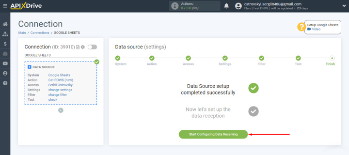 Setting up Google Sheets | Data source set up