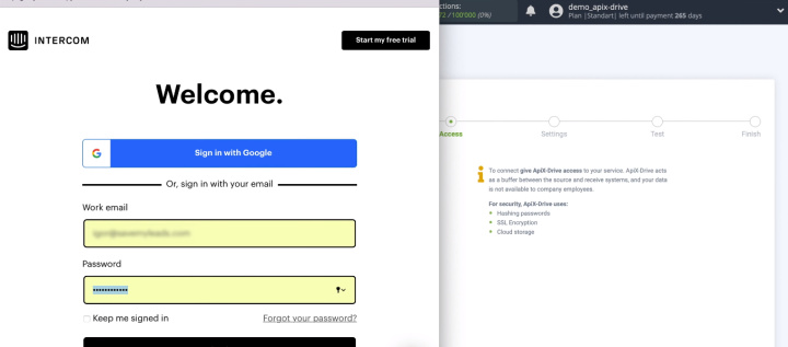 Google Sheets and Intercom integration | Login to the Intercom