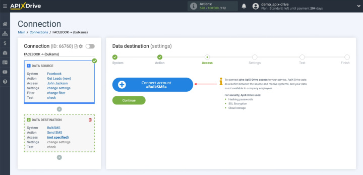 Facebook and BulkSMS integration | Link your BulkSMS account to ApiX-Drive