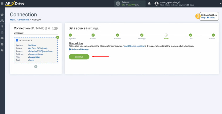 Integration Webflow and Salesforce | Click “Continue”