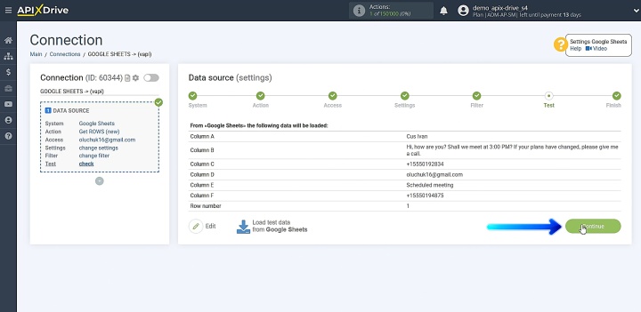 The test data