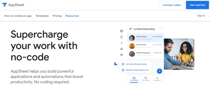 Google AppSheet page
