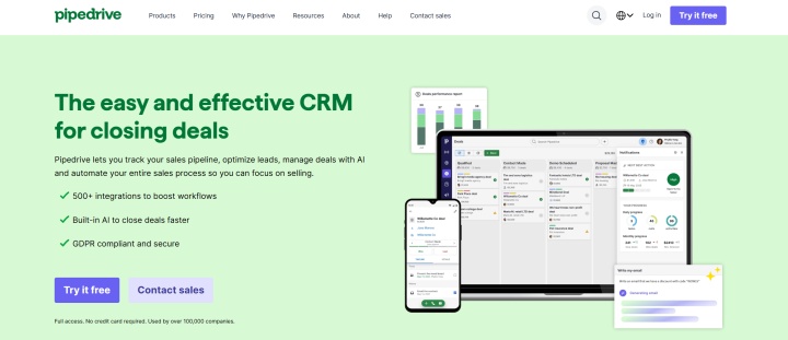 Pipedrive website Pipedrive website