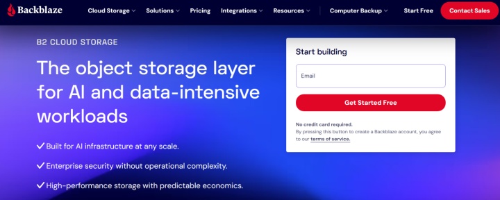 Backblaze website
