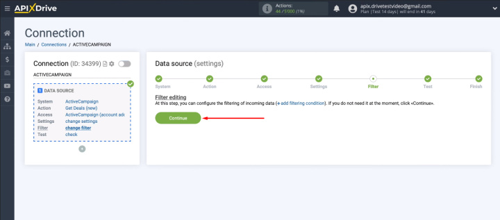 ActiveCampaign and Asana integration | The filtering step is also skipped&nbsp;