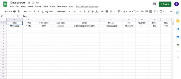 Google Sheets and ClickUp integration | Lead in Google Sheets file