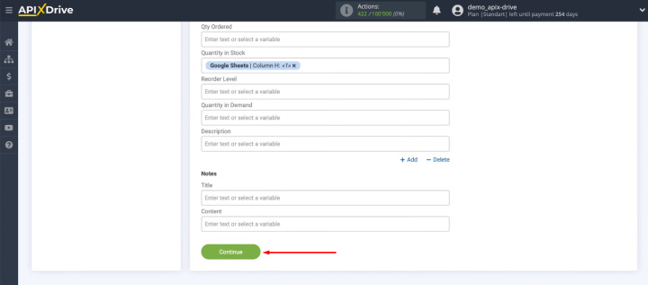 Google Sheets and Zoho CRM integration | Click "Continue"