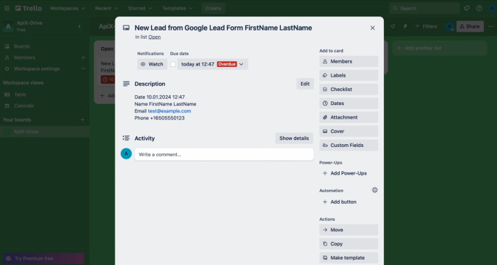 Google Lead Form and Trello integration | Go to Trello and check the result