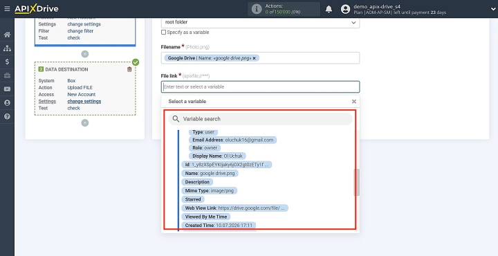 Select the required options from the dropdown menu