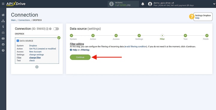 You have the option to configure a data filter