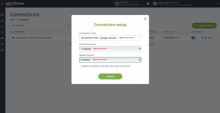 Select the interval for the auto-update