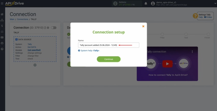 Tally and HubSpot integration | Here you can give the connection a new name Tally and HubSpot integration | Here you can give the connection a new name