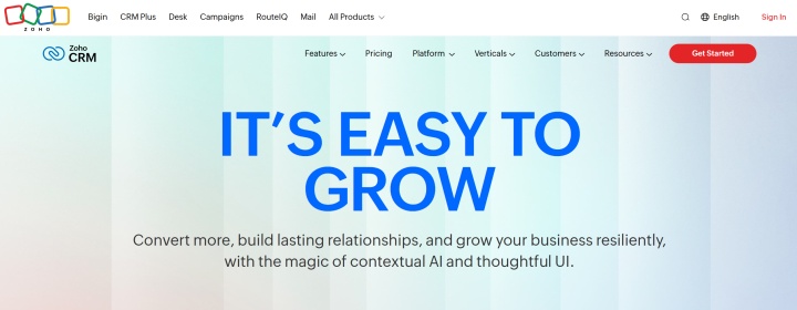 Zoho CRM website Zoho CRM website