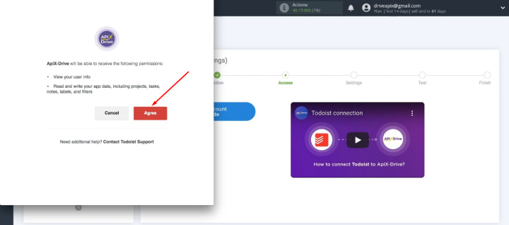 Salesforce and Todoist integration | Click "Agree"