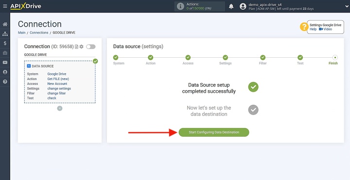 Start configuring the data receiver