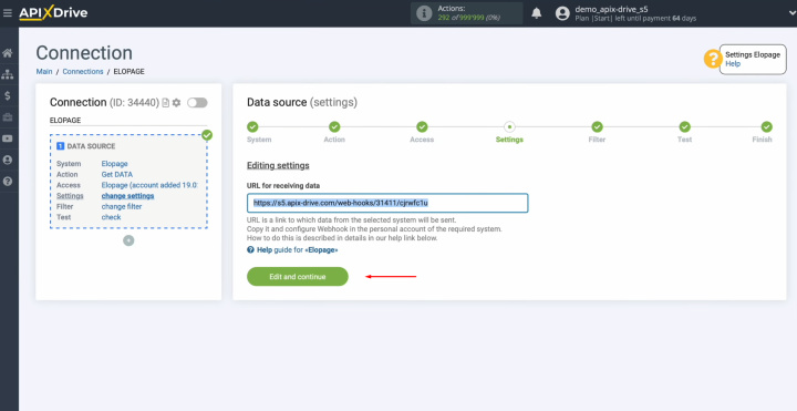 Elopage and Google Sheets integration | Return to the Apix-Drive and continue configuration