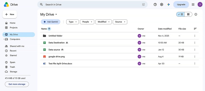 The connector automatically transfers new files to Google Drive