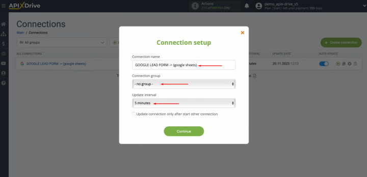 Google Lead Form and Google Sheets integration | Select an update interval