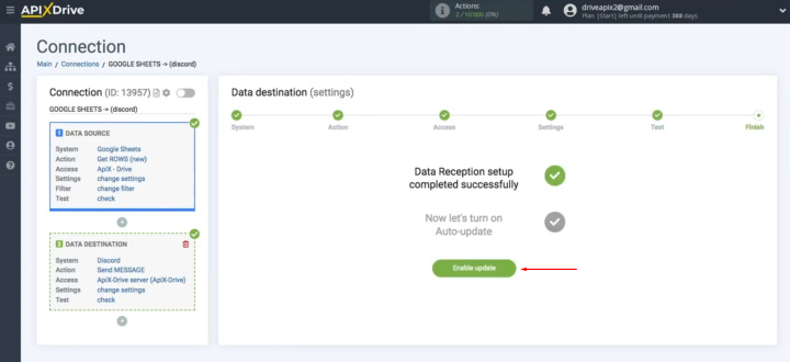 Google Sheets and Discord integration | Click on the green button