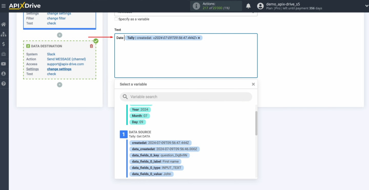 Tally and Slack integration | You can also enter values manually