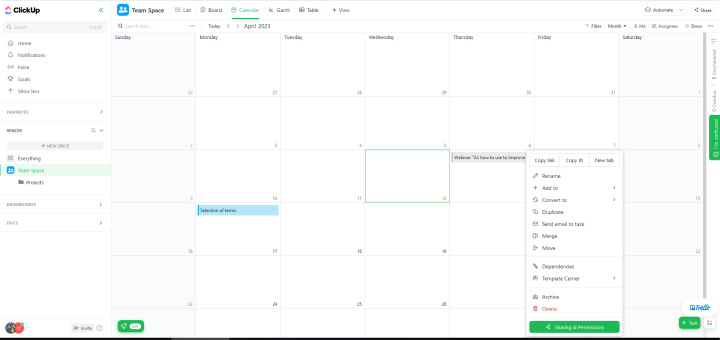 7 Ways to Use ClickUp | Built-in calendar