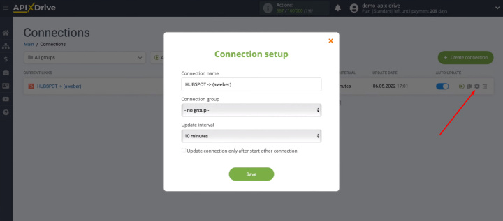 Hubspot and AWeber integration | Integration settings