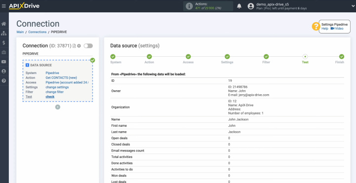 Integración de Pipedrive y Airtable | Un ejemplo de datos de uno de tus contactos de Pipedrive