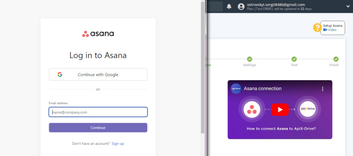 Cómo conectar Google Forms a Asana | Especificar inicio de sesión