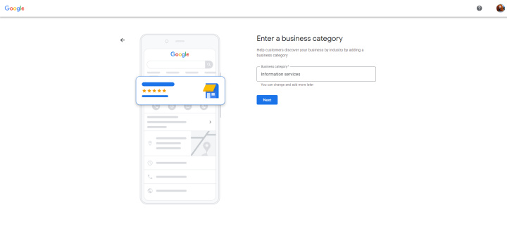 Cómo construir una página comercial de Google | Elige una categoría de negocio