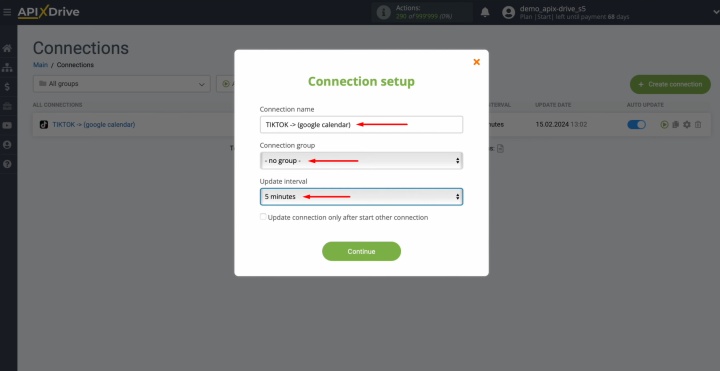 Seleccione el intervalo para la actualización automática