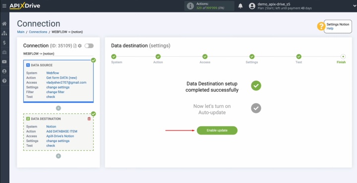 Sincronizar Webflow y Notion | Haga clic en "Habilitar actualización" Sincronizar Webflow y Notion | Haga clic en "Habilitar actualización"