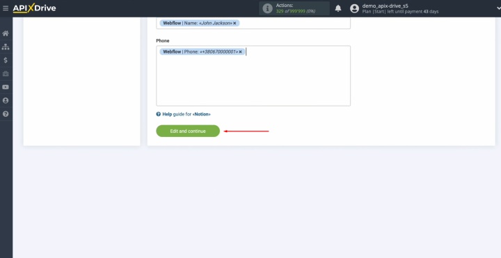 Integración de Notion y Webflow | Haga clic en "Editar y continuar". Integración de Notion y Webflow | Haga clic en "Editar y continuar".