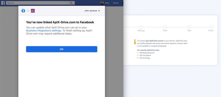 Integración de Facebook y Telegram | Cuenta de FB agregada a ApiX-Drive