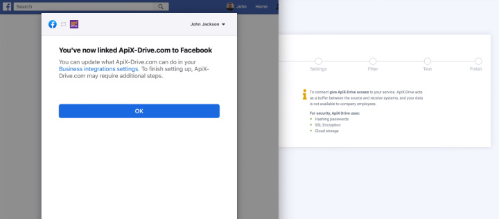 Integración de Facebook y Todoist | Haga clic en Aceptar"