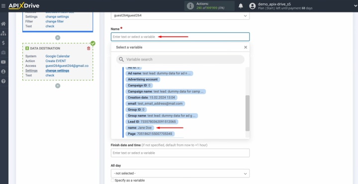 Especifique el nombre del evento