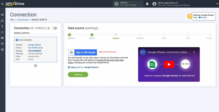 Integración de Google Sheets y Airtable | Conecte su cuenta de Google a ApiX-Drive