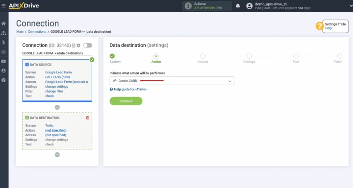 Integración de Google Lead Form y Trello | Seleccionar una acción Integración de Google Lead Form y Trello | Seleccionar una acción