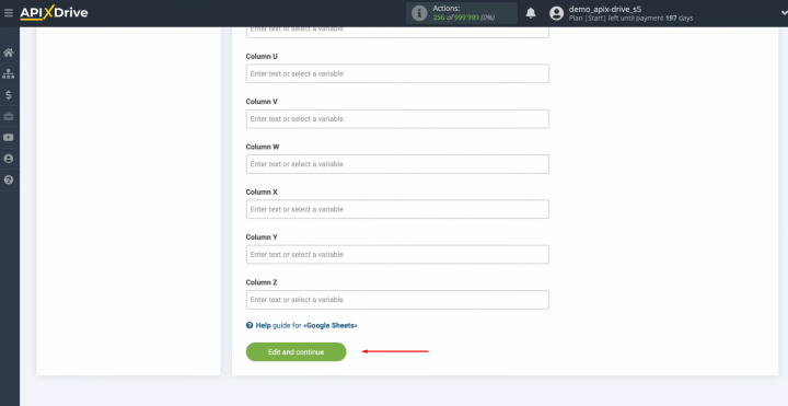 Integración de TikTok y Google Sheets | Haga clic en "Editar y continuar"