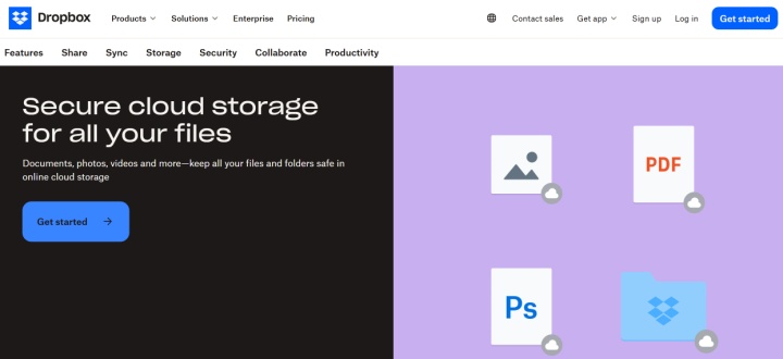 Sitio web de Dropbox
