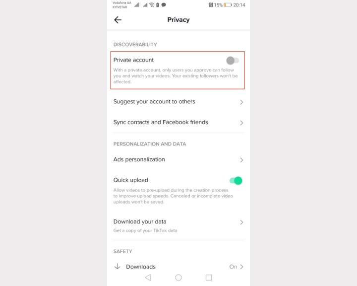 Eliminar una cuenta de TikTok | Configura tu perfil como "privado"