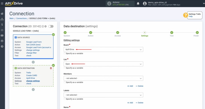 Integración de Google Lead Form y Trello | Seleccionar un tablero y una lista Integración de Google Lead Form y Trello | Seleccionar un tablero y una lista