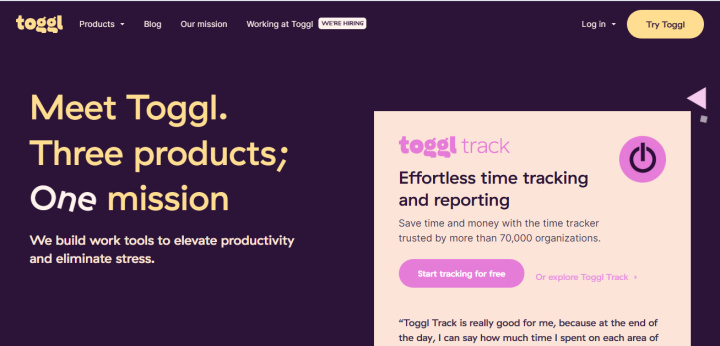 Toggl aplicacione de seguimiento de la productividad