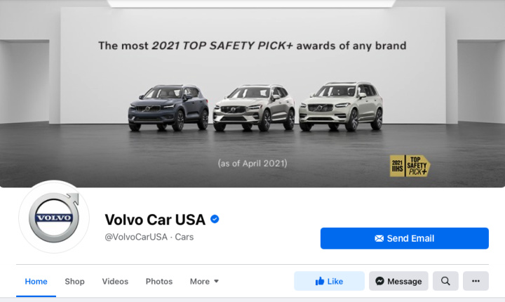 Бизнес-страница компании Volvo