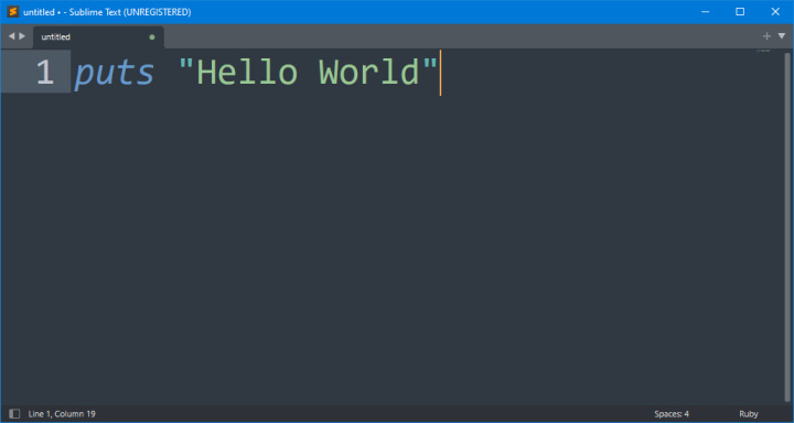 Ruby&nbsp;– "темная лошадка" среди языков программирования | Простейший код Ruby, который выводит в консоль фразу "Hello World"