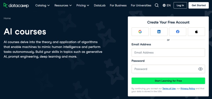 Сайт DataCamp