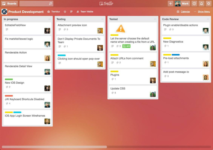 Типичное окно Trello